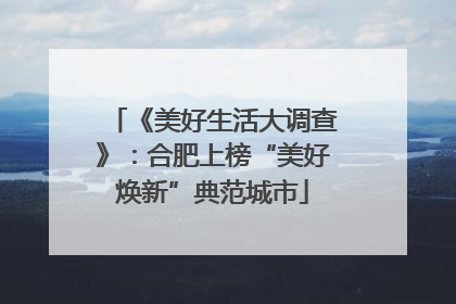 《美好生活大调查》：合肥上榜“美好焕新”典范城市