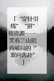 “穿针引线”“拼”接资源——笑看兰山招商破局的“双向奔赴”