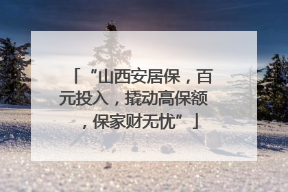 “山西安居保，百元投入，撬动高保额，保家财无忧”
