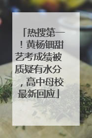 热搜第一！黄杨钿甜艺考成绩被质疑有水分，高中母校最新回应