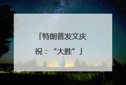 特朗普发文庆祝：“大胜”