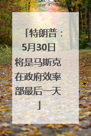 特朗普：5月30日将是马斯克在政府效率部最后一天