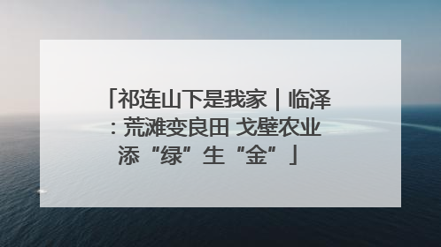 祁连山下是我家｜临泽：荒滩变良田 戈壁农业添“绿”生“金”