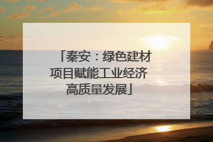 秦安：绿色建材项目赋能工业经济高质量发展