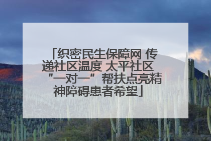 织密民生保障网 传递社区温度 太平社区“一对一”帮扶点亮精神障碍患者希望