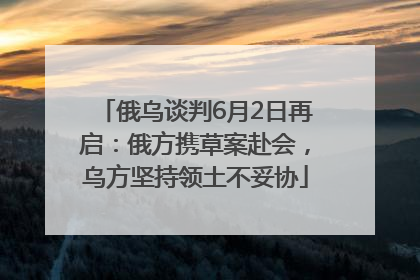 俄乌谈判6月2日再启：俄方携草案赴会，乌方坚持领土不妥协