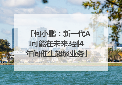 何小鹏：新一代AI可能在未来3到4年间催生超级业务