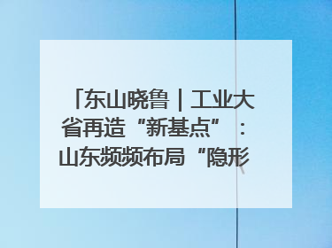 东山晓鲁｜工业大省再造“新基点”：山东频频布局“隐形冠军”背后