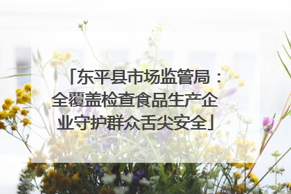 东平县市场监管局：全覆盖检查食品生产企业守护群众舌尖安全