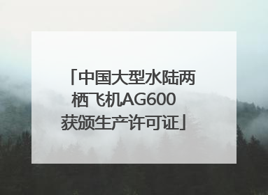 中国大型水陆两栖飞机AG600获颁生产许可证