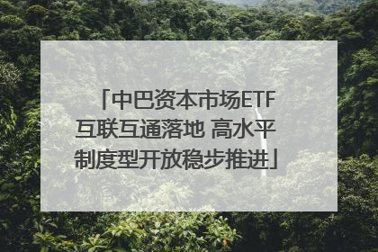 中巴资本市场ETF互联互通落地 高水平制度型开放稳步推进