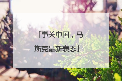 事关中国，马斯克最新表态