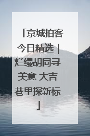 京城拍客今日精选｜烂缦胡同寻美意 大吉巷里探新标