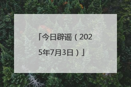 今日辟谣（2025年7月3日）