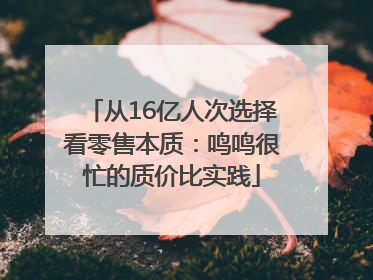 从16亿人次选择看零售本质：鸣鸣很忙的质价比实践