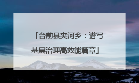 台前县夹河乡：谱写基层治理高效能篇章