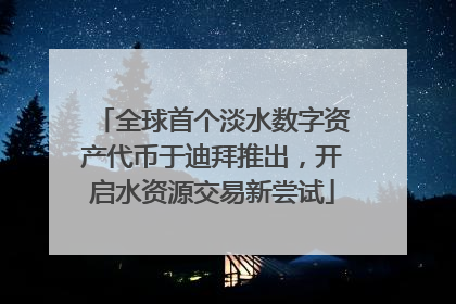 全球首个淡水数字资产代币于迪拜推出，开启水资源交易新尝试