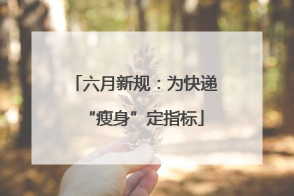六月新规：为快递“瘦身”定指标
