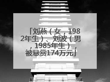 刘燕（女，1982年生）、刘波（男，1985年生），被悬赏174万元
