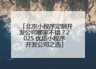 北京小程序定制开发公司哪家不错？2025 优质小程序开发公司之选