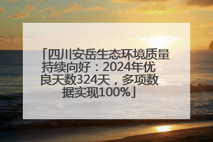 四川安岳生态环境质量持续向好：2024年优良天数324天，多项数据实现100%