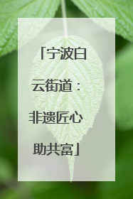 宁波白云街道：非遗匠心助共富