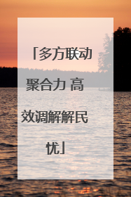 多方联动聚合力 高效调解解民忧