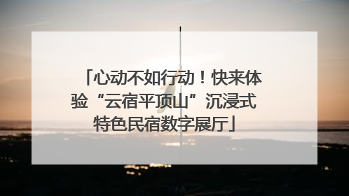 心动不如行动！快来体验“云宿平顶山”沉浸式特色民宿数字展厅