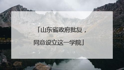 山东省政府批复，同意设立这一学院
