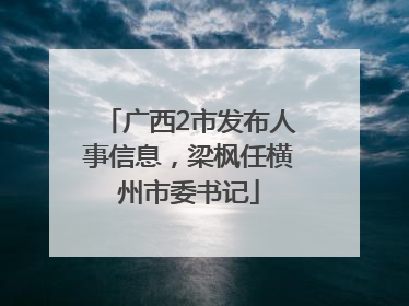 广西2市发布人事信息，梁枫任横州市委书记