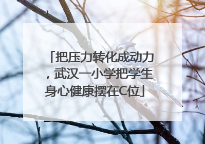 把压力转化成动力，武汉一小学把学生身心健康摆在C位