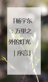 杨宇东：万里之外的灯光｜序言