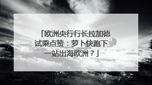 欧洲央行行长拉加德试乘点赞：萝卜快跑下一站出海欧洲？