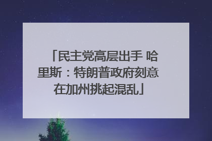 民主党高层出手 哈里斯：特朗普政府刻意在加州挑起混乱