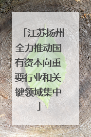 江苏扬州全力推动国有资本向重要行业和关键领域集中
