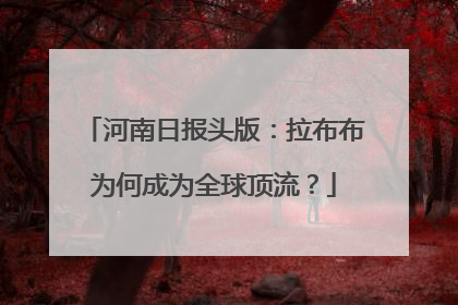 河南日报头版：拉布布为何成为全球顶流？