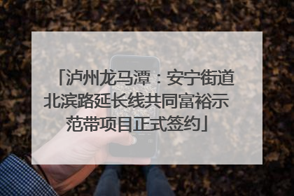 泸州龙马潭：安宁街道北滨路延长线共同富裕示范带项目正式签约