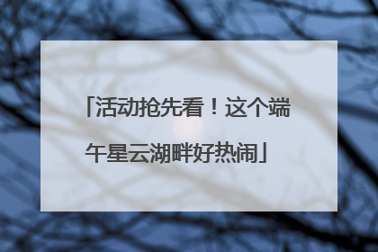 活动抢先看！这个端午星云湖畔好热闹