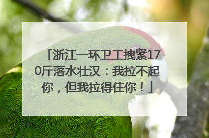 浙江一环卫工拽紧170斤落水壮汉：我拉不起你，但我拉得住你！