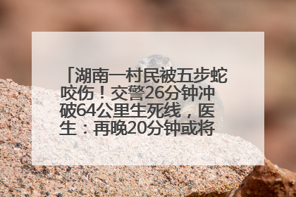 湖南一村民被五步蛇咬伤！交警26分钟冲破64公里生死线，医生：再晚20分钟或将呼吸肌麻痹