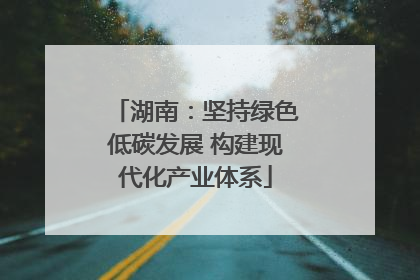 湖南：坚持绿色低碳发展 构建现代化产业体系