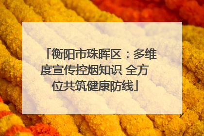 衡阳市珠晖区：多维度宣传控烟知识 全方位共筑健康防线