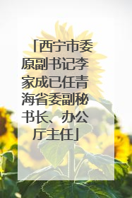 西宁市委原副书记李家成已任青海省委副秘书长、办公厅主任