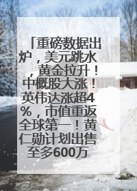 重磅数据出炉，美元跳水，黄金拉升！中概股大涨！英伟达涨超4%，市值重返全球第一！黄仁勋计划出售至多600万股股票