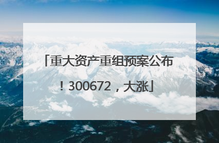 重大资产重组预案公布！300672，大涨