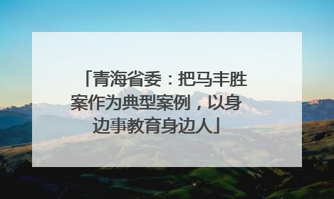 青海省委：把马丰胜案作为典型案例，以身边事教育身边人