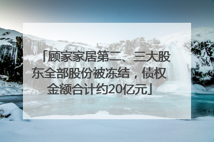 顾家家居第二、三大股东全部股份被冻结，债权金额合计约20亿元