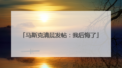 马斯克清晨发帖：我后悔了