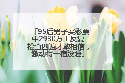 95后男子买彩票中2930万！反复检查四遍才敢相信，激动得一宿没睡